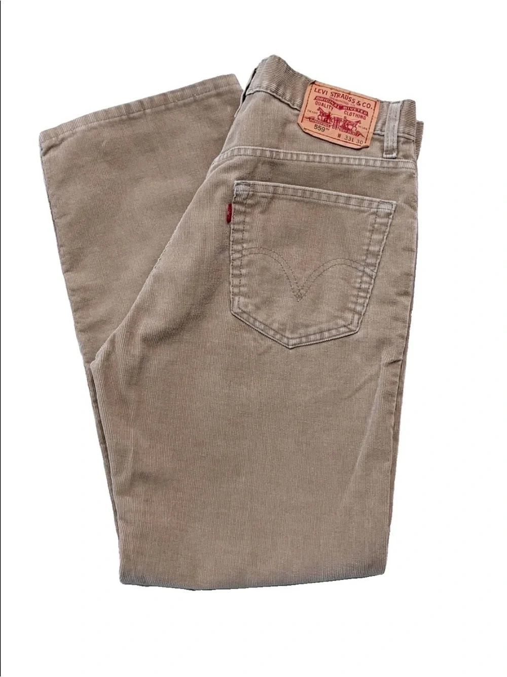 VTG Levi's 559 Y2K Relaxed Straight Tan Corduroy Pants 33x30 Preppy Casual
